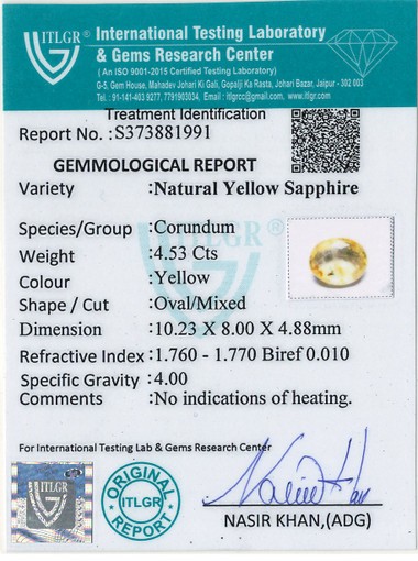 Yellow Sapphire - 4.53 Carat