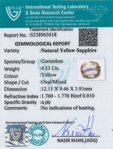 Yellow Sapphire - 4.53 Carat