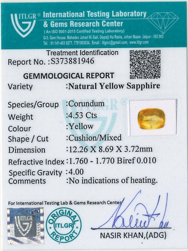 Yellow Sapphire - 4.53 Carat