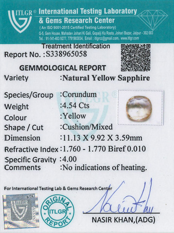 Yellow Sapphire - 4.54 Carat