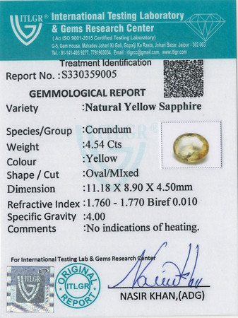 Yellow Sapphire - 4.54 Carat