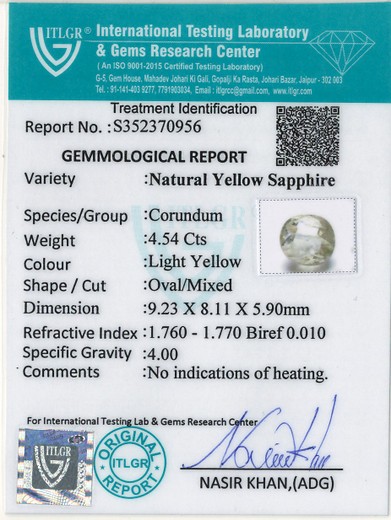 Yellow Sapphire - 4.54 Carat