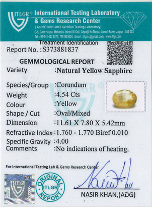 Yellow Sapphire - 4.54 Carat