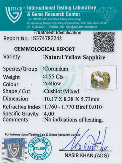 Yellow Sapphire - 4.55 Carat