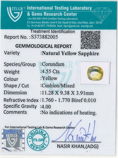 Yellow Sapphire - 4.55 Carat