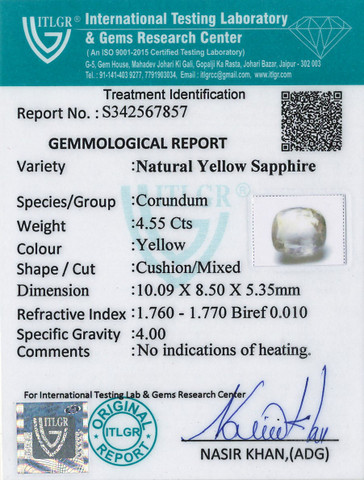 Yellow Sapphire - 4.55 Carat