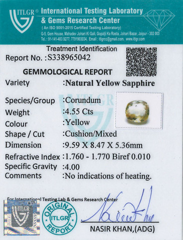Yellow Sapphire - 4.55 Carat