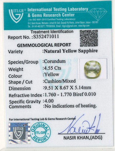 Yellow Sapphire - 4.55 Carat