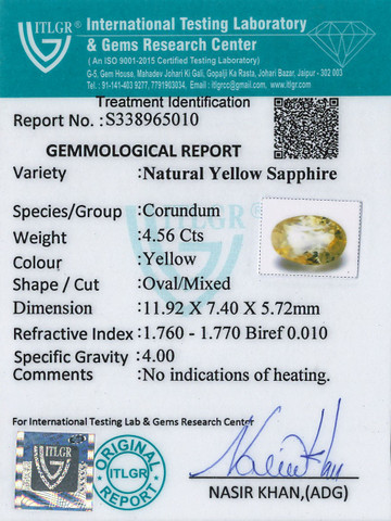 Yellow Sapphire - 4.56 Carat