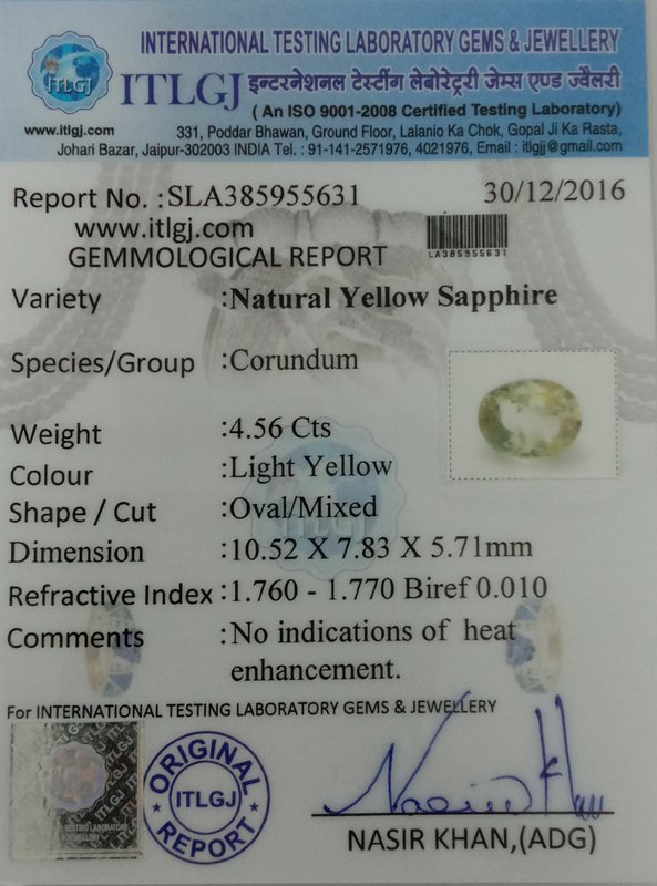 Yellow Sapphire - 4.56 Carat