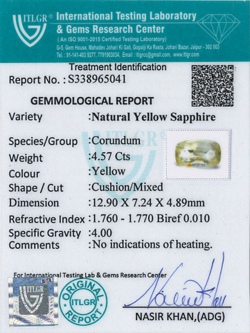 Yellow Sapphire - 4.57 Carat