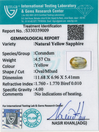 Yellow Sapphire - 4.57 Carat