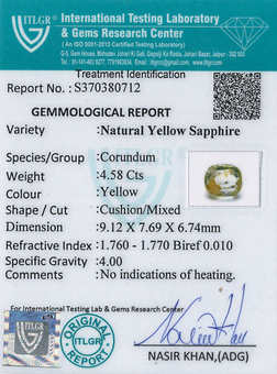 Yellow Sapphire - 4.58 Carat