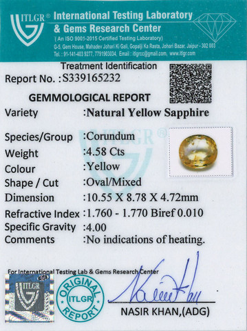 Yellow Sapphire - 4.58 Carat