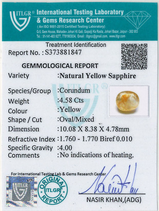 Yellow Sapphire - 4.58 Carat