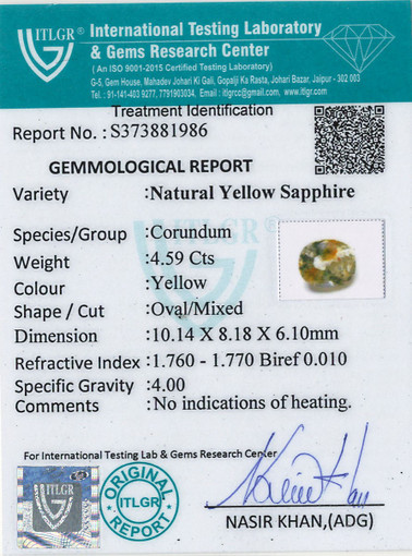 Yellow Sapphire - 4.59 Carat