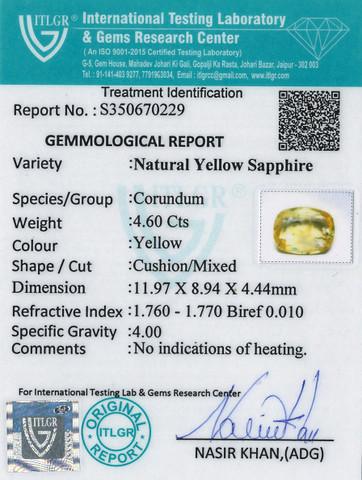 Yellow Sapphire - 4.6 Carat
