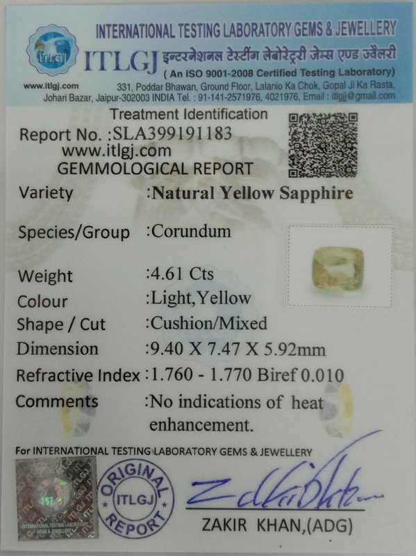 Yellow Sapphire - 4.61 Carat