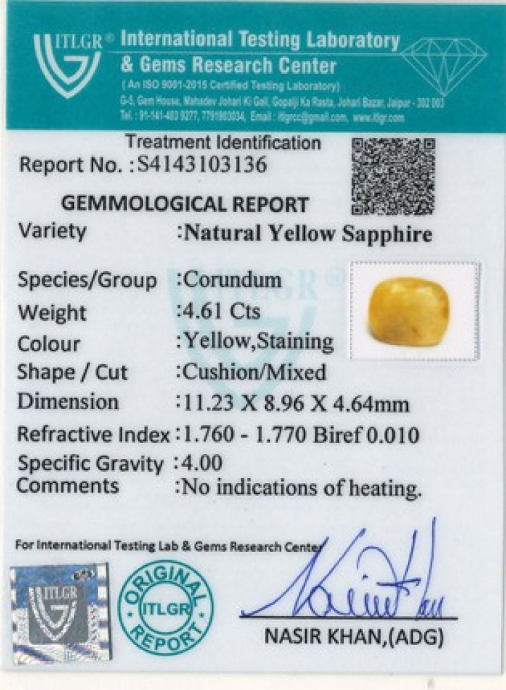 Yellow Sapphire - 4.61 Carat