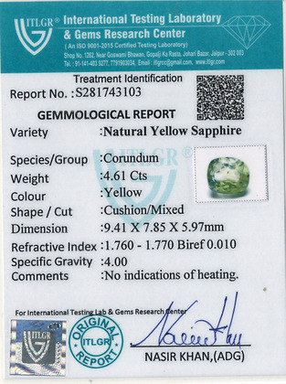 Yellow Sapphire - 4.61 Carat