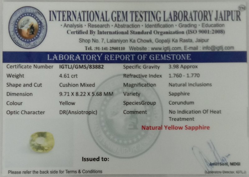 Yellow Sapphire - 4.61 Carat