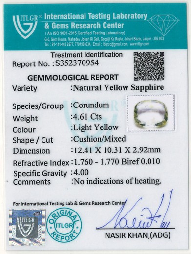 Yellow Sapphire - 4.61 Carat