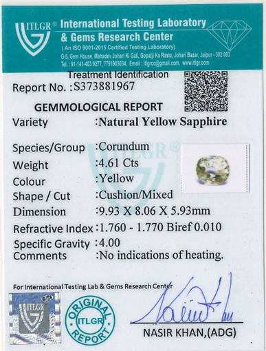 Yellow Sapphire - 4.61 Carat