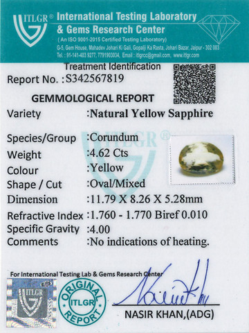 Yellow Sapphire - 4.62 Carat