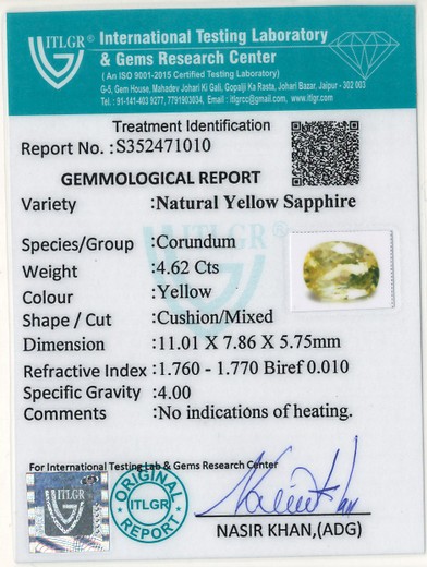 Yellow Sapphire - 4.62 Carat