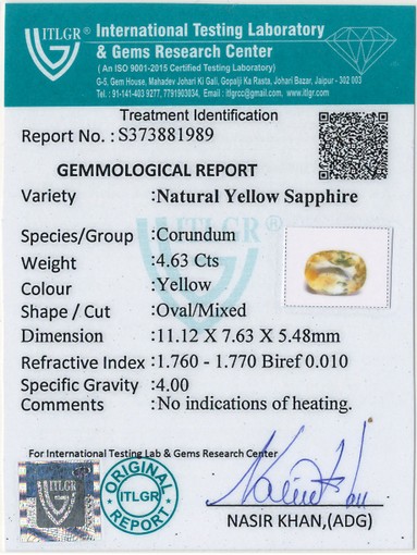 Yellow Sapphire - 4.63 Carat