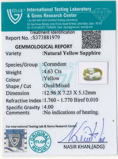 Yellow Sapphire - 4.63 Carat