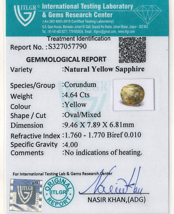Yellow Sapphire - 4.64 Carat