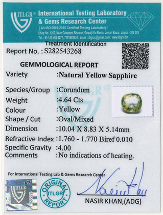 Yellow Sapphire - 4.64 Carat