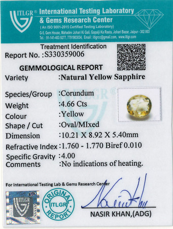 Yellow Sapphire - 4.66 Carat