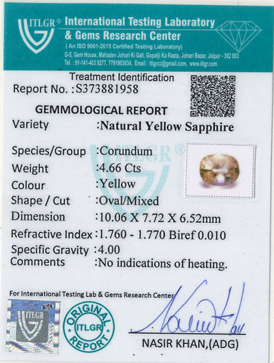 Yellow Sapphire - 4.66 Carat