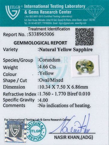 Yellow Sapphire - 4.66 Carat
