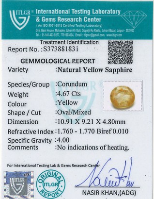 Yellow Sapphire - 4.67 Carat