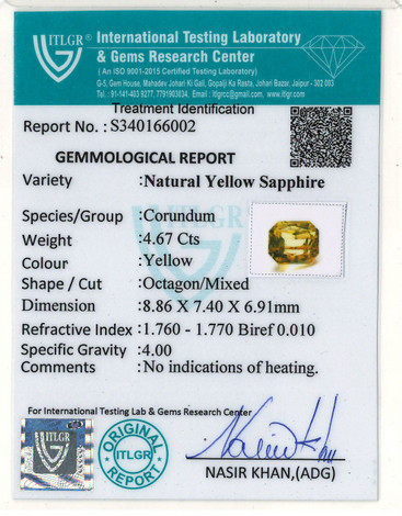Yellow Sapphire - 4.67 Carat