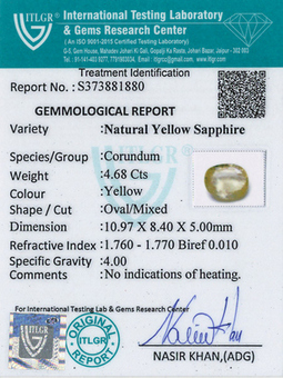 Yellow Sapphire - 4.68 Carat
