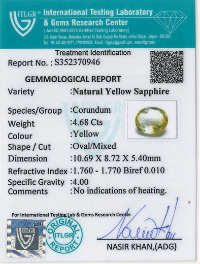 Yellow Sapphire - 4.68 Carat