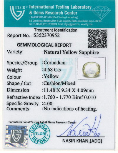 Yellow Sapphire - 4.68 Carat