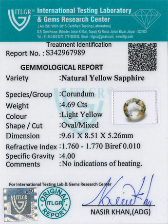 Yellow Sapphire - 4.69 Carat