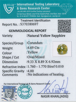 Yellow Sapphire - 4.69 Carat