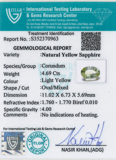 Yellow Sapphire - 4.69 Carat