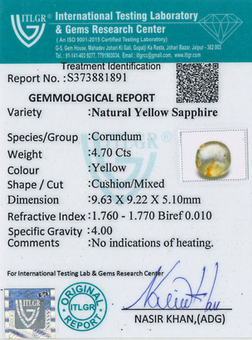 Yellow Sapphire - 4.7 Carat