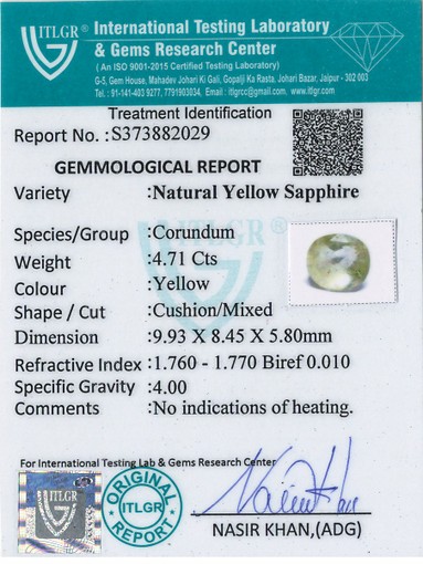 Yellow Sapphire - 4.71 Carat