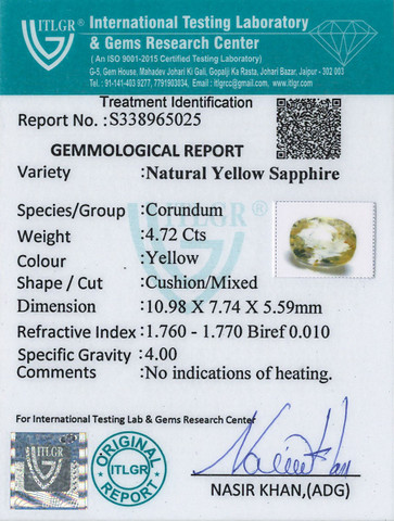 Yellow Sapphire - 4.72 Carat