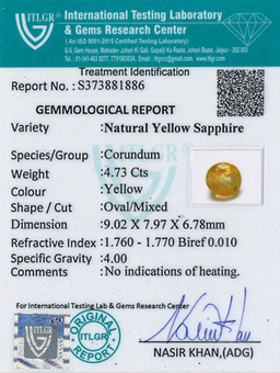 Yellow Sapphire - 4.73 Carat