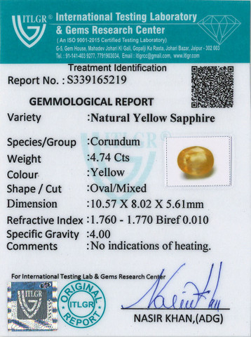 Yellow Sapphire - 4.74 Carat