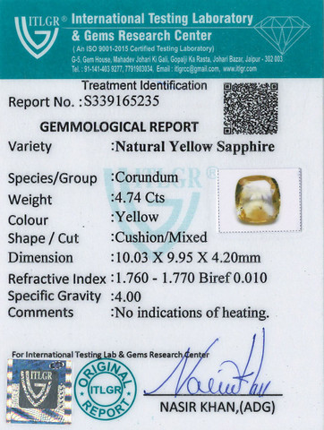 Yellow Sapphire - 4.74 Carat